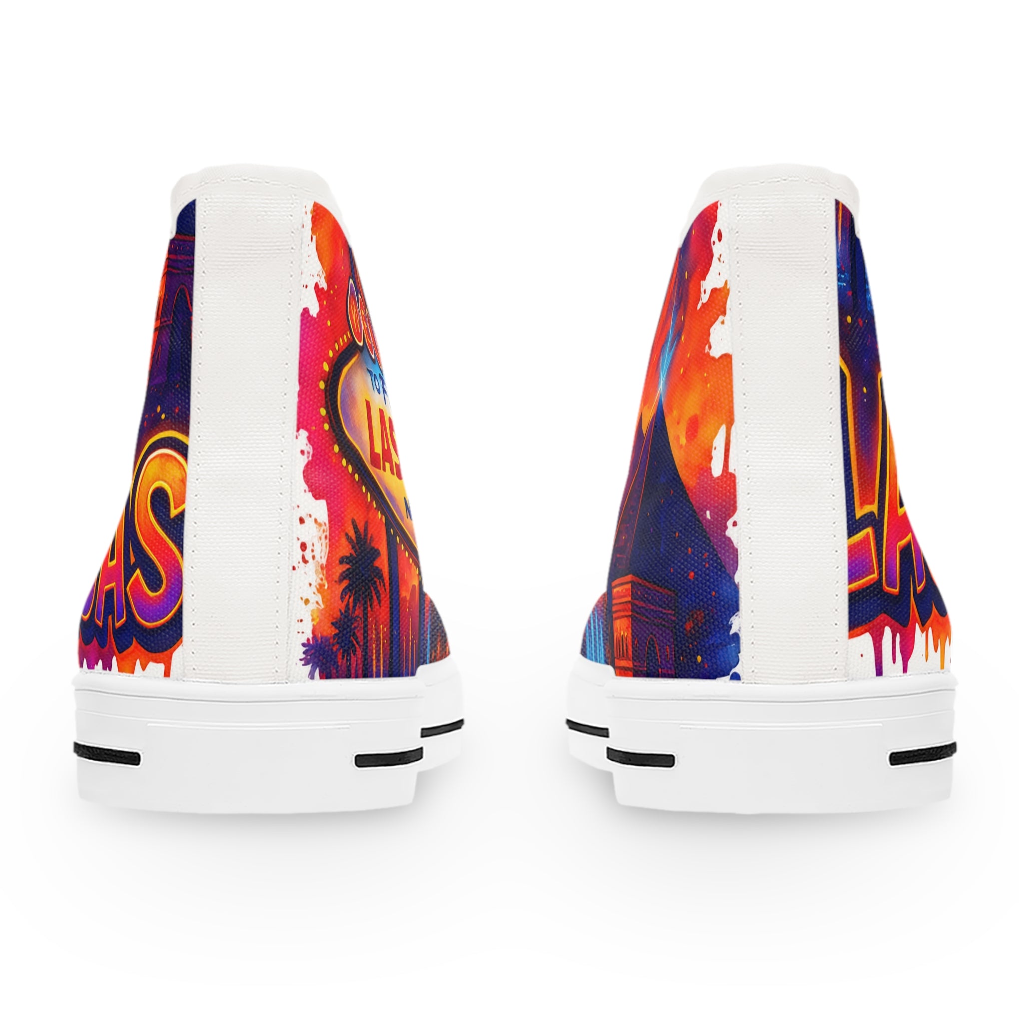 Las Vegas Graffiti Style Women's Sneakers - Colorful Canvas Street Style, Unique Design