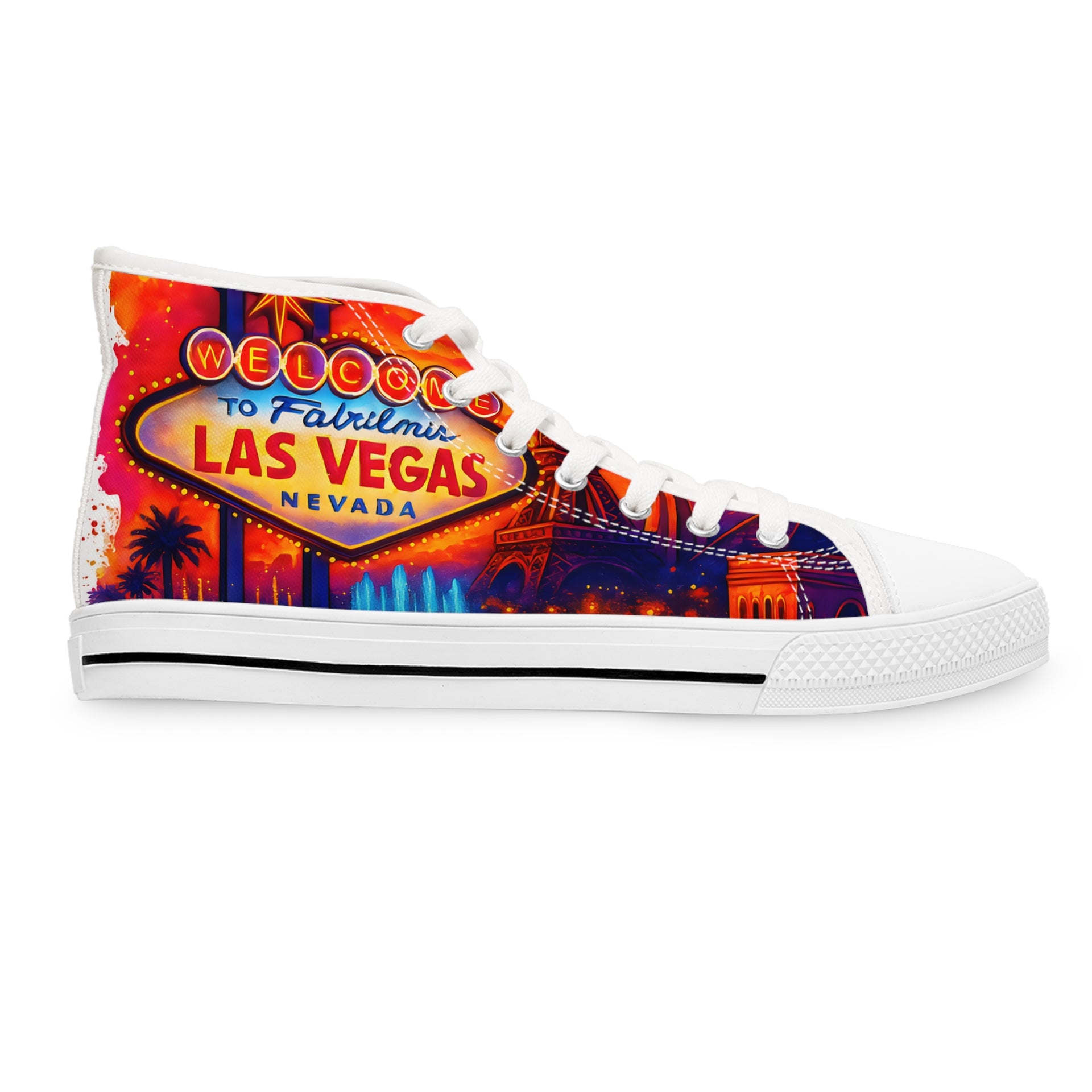 Las Vegas Graffiti Style Women's Sneakers - Colorful Canvas Street Style, Unique Design