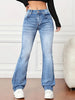 Denim High Waist Loose And Slimming Bootcut Trousers