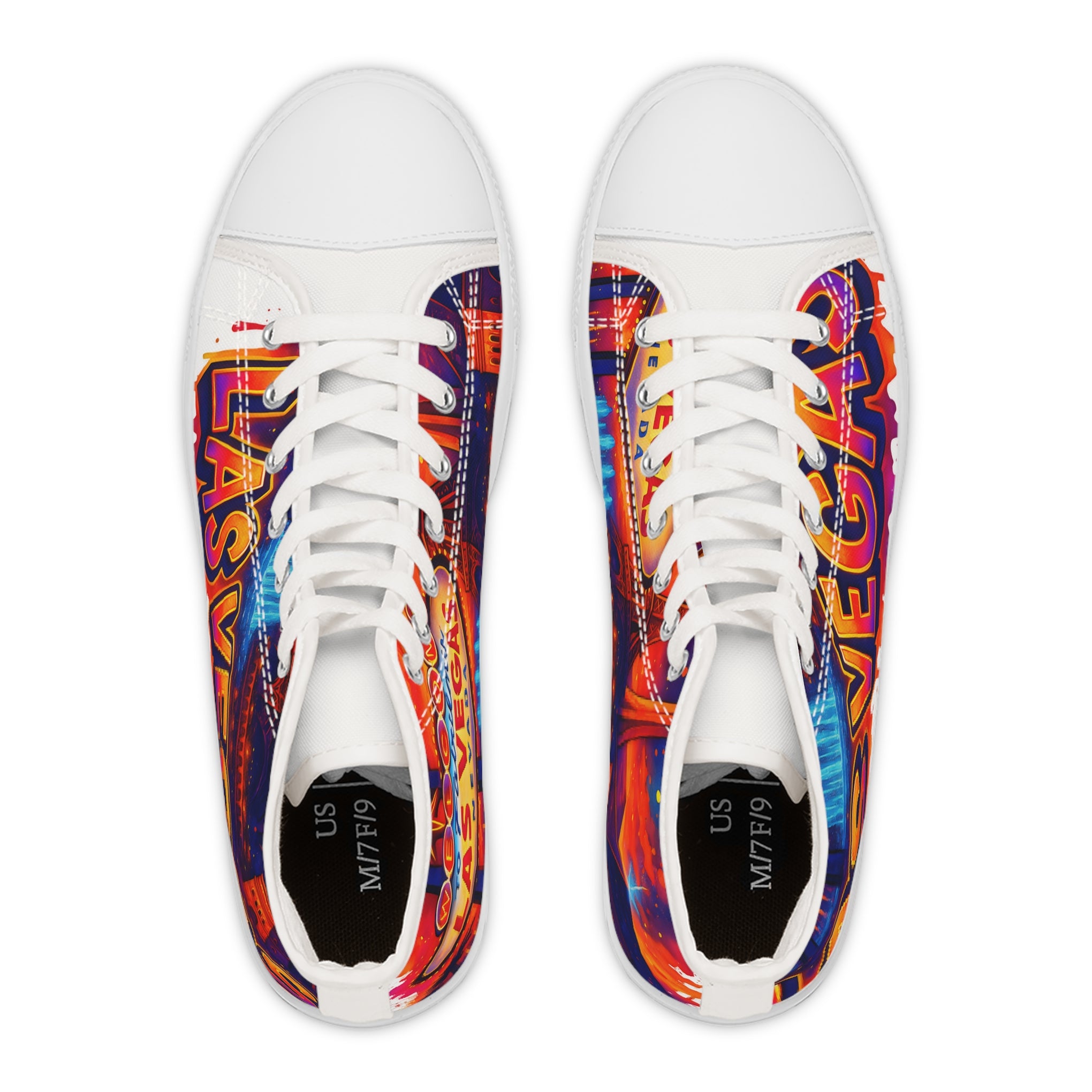 Las Vegas Graffiti Style Women's Sneakers - Colorful Canvas Street Style, Unique Design