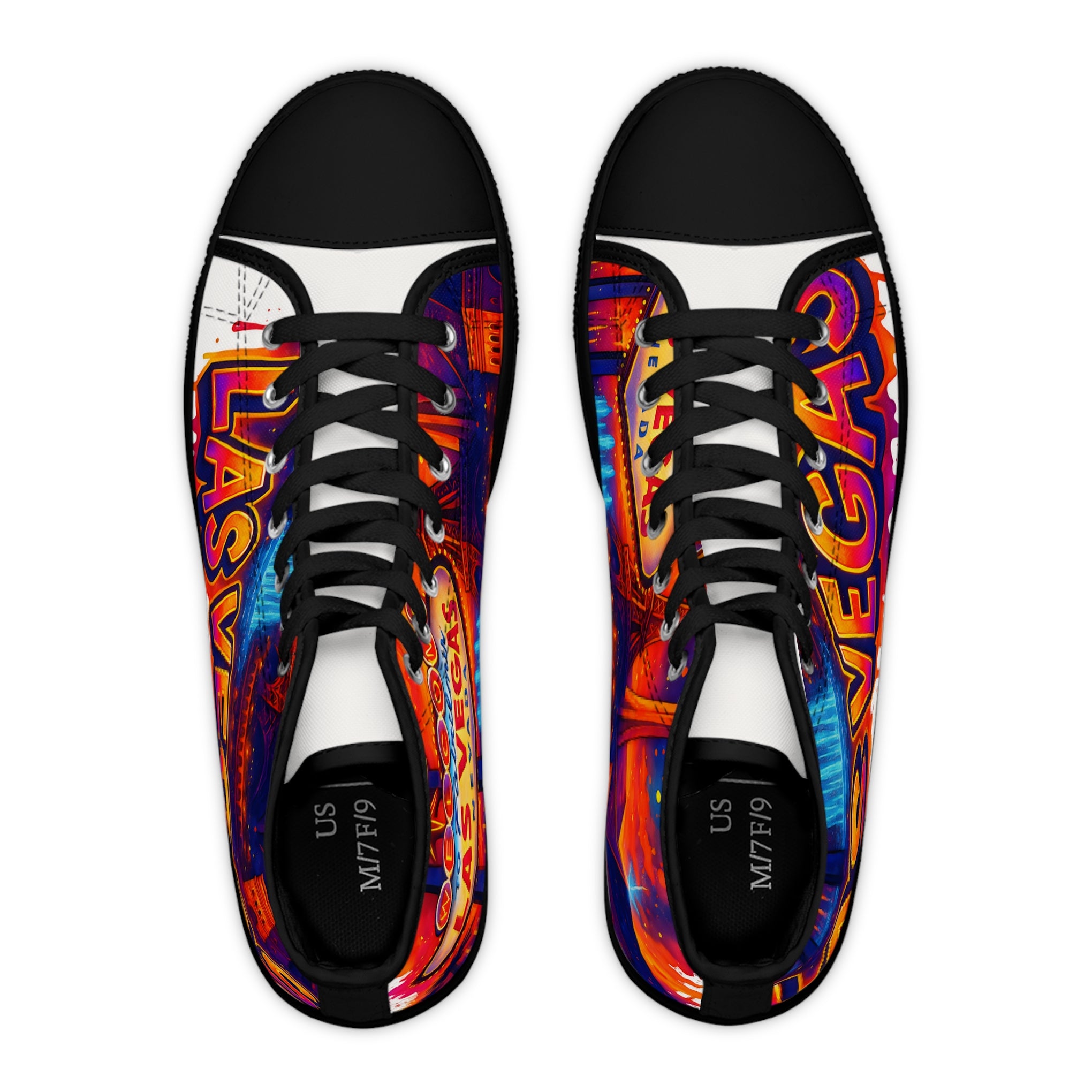 Las Vegas Graffiti Style Women's Sneakers - Colorful Canvas Street Style, Unique Design