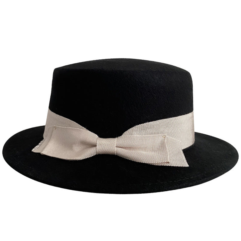Sin City Style Bow Flat-Brimmed Cap - Retro British Style