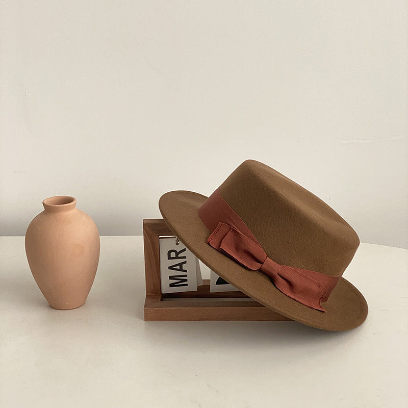 Sin City Style Bow Flat-Brimmed Cap - Retro British Style