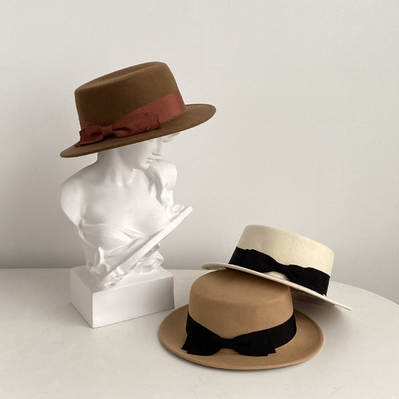 Sin City Style Bow Flat-Brimmed Cap - Retro British Style