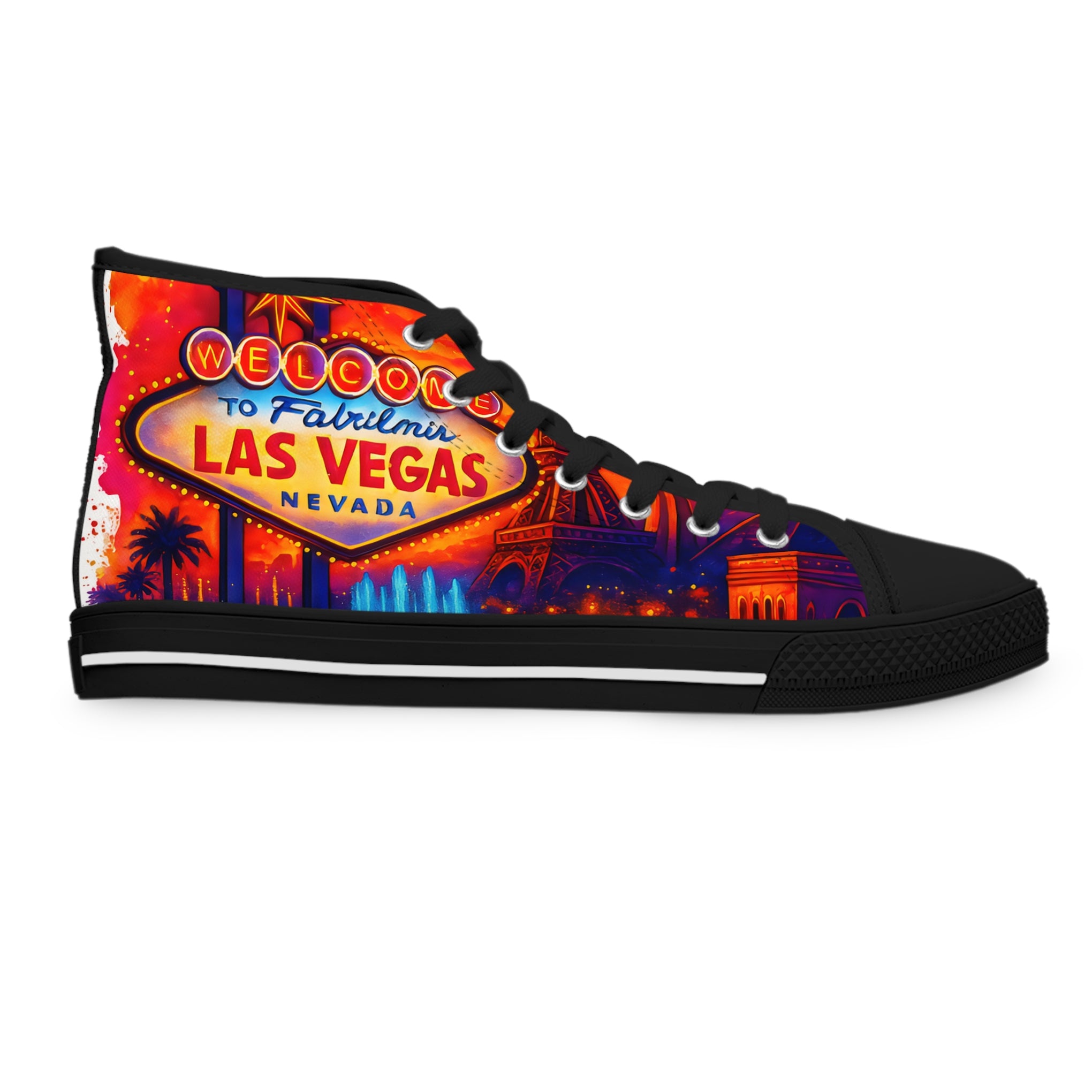 Las Vegas Graffiti Style Women's Sneakers - Colorful Canvas Street Style, Unique Design