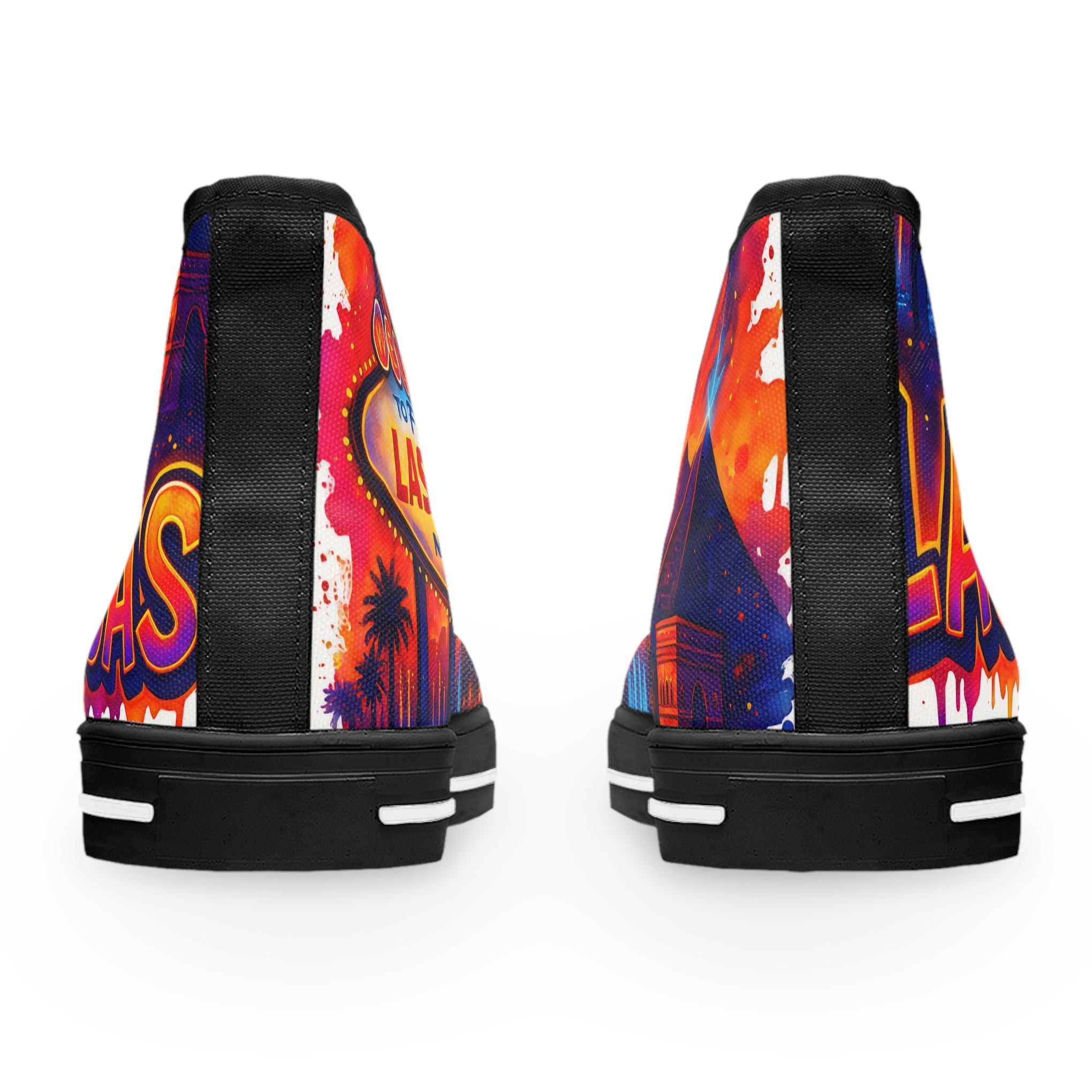 Las Vegas Graffiti Style Women's Sneakers - Colorful Canvas Street Style, Unique Design