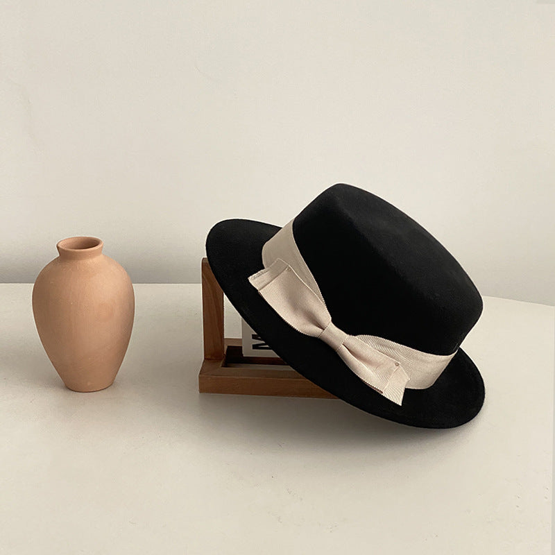 Sin City Style Bow Flat-Brimmed Cap - Retro British Style