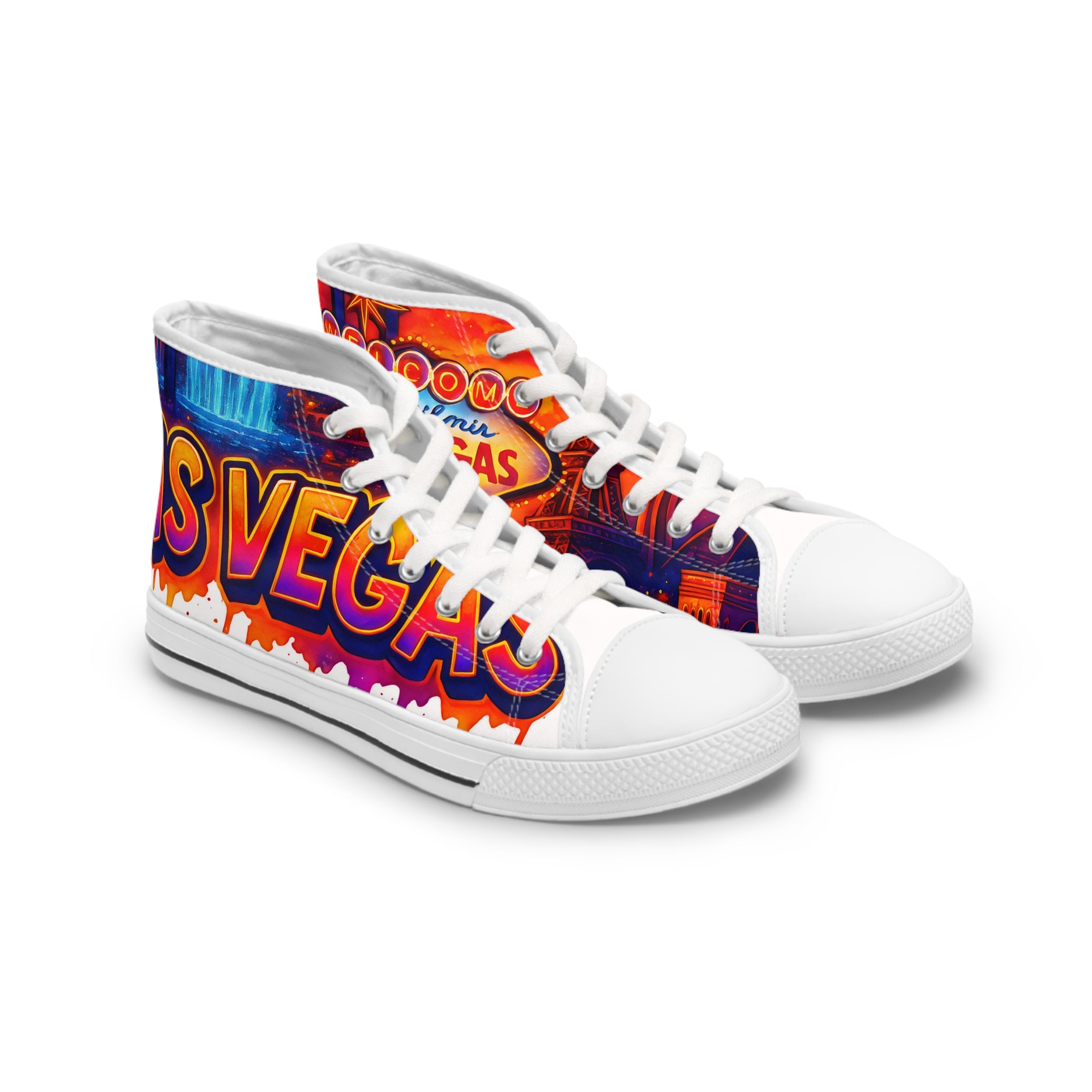 Las Vegas Graffiti Style Women's Sneakers - Colorful Canvas Street Style, Unique Design