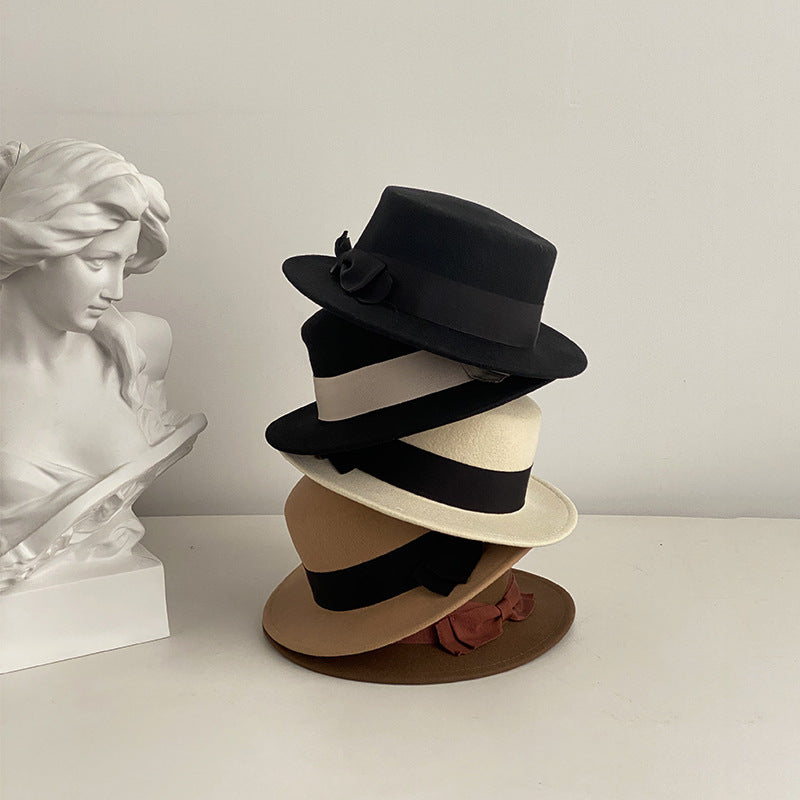 Sin City Style Bow Flat-Brimmed Cap - Retro British Style