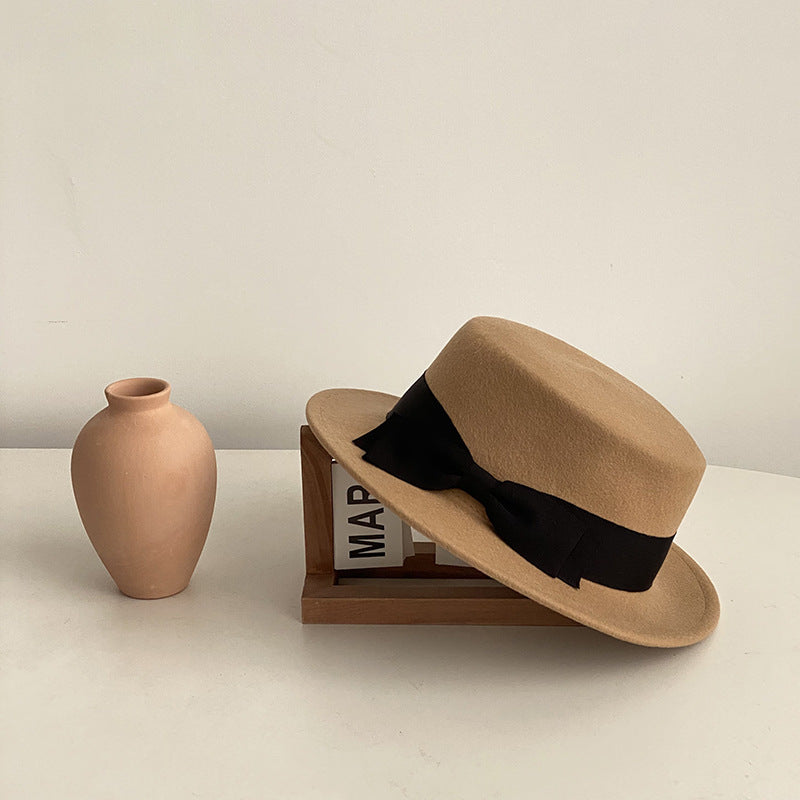 Sin City Style Bow Flat-Brimmed Cap - Retro British Style