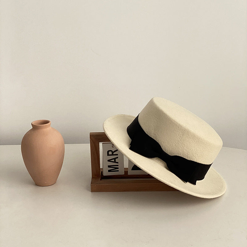 Sin City Style Bow Flat-Brimmed Cap - Retro British Style