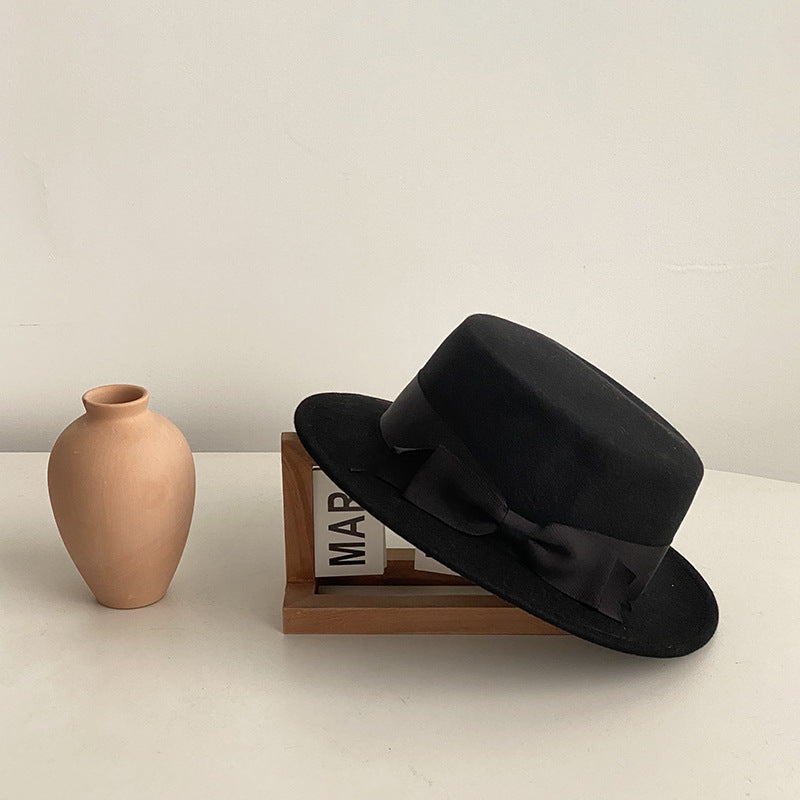 Sin City Style Bow Flat-Brimmed Cap - Retro British Style