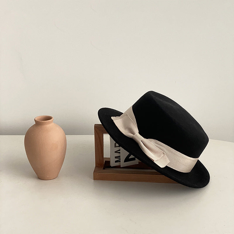 Sin City Style Bow Flat-Brimmed Cap - Retro British Style